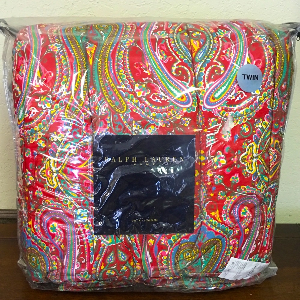 RALPH LAUREN Bright Colorful Paisley Twin Comforter Original Package NEW RARE!!!